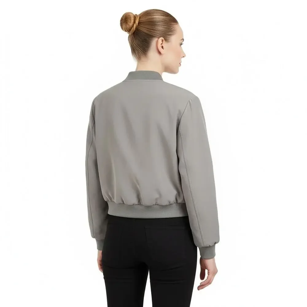Mango Khaki Bomber Jacket with Shoulder Pads, L